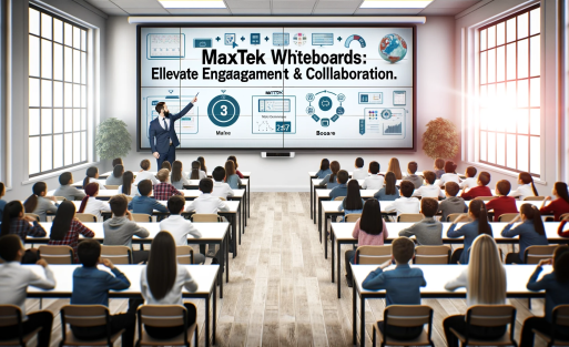DALL·E 2023-10-18 08.02.55 - Wide image of a classroom filled with students of various ages and backgrounds. A teacher stands at the front, pointing to a large Maxtek combination
