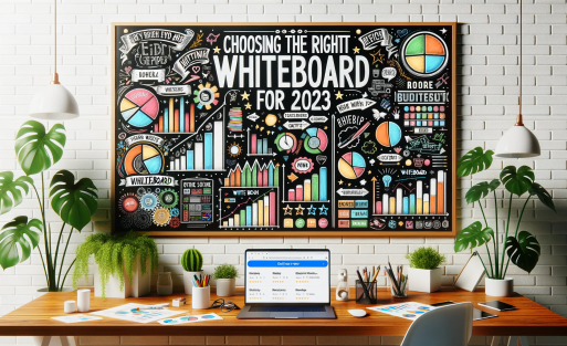 DALL·E 2023-10-26 04.07.47 - Photo of a vibrant and modern workspace featuring a large whiteboard filled with colorful charts, diagrams, and a catchy title, 'Choosing the Right Wh