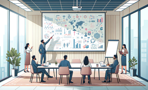DALL·E 2023-11-01 08.04.27 - Illustration of a spacious and well-lit meeting room. A large 'Whiteboard 24x36' is fixed on the main wall, filled with various diagrams and brainstor